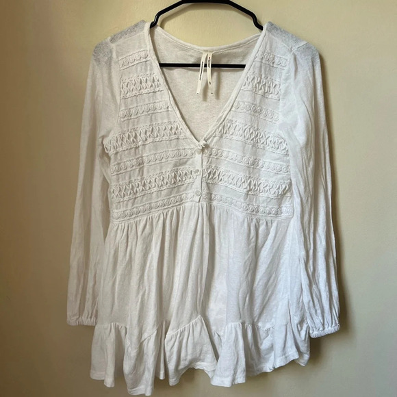 By Anthropologie Adriana White Lace Top, size XSP - Picture 5 of 8